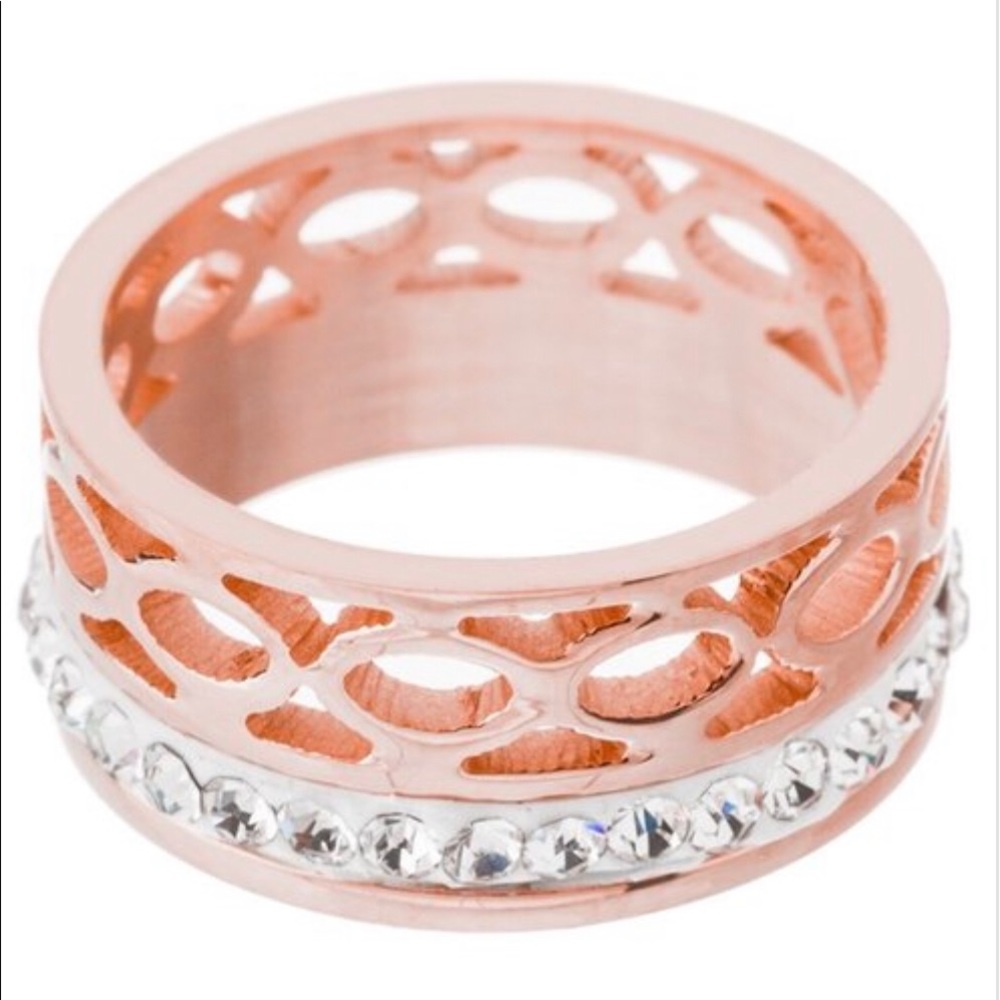 Rose 🌹 Gold Plated over SS Ring w/Stones